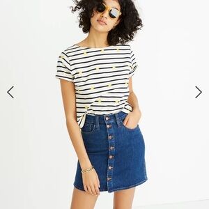 Madewell Stretch Denim Straight Mini Skirt Arroyo Wash Button-Front Edition